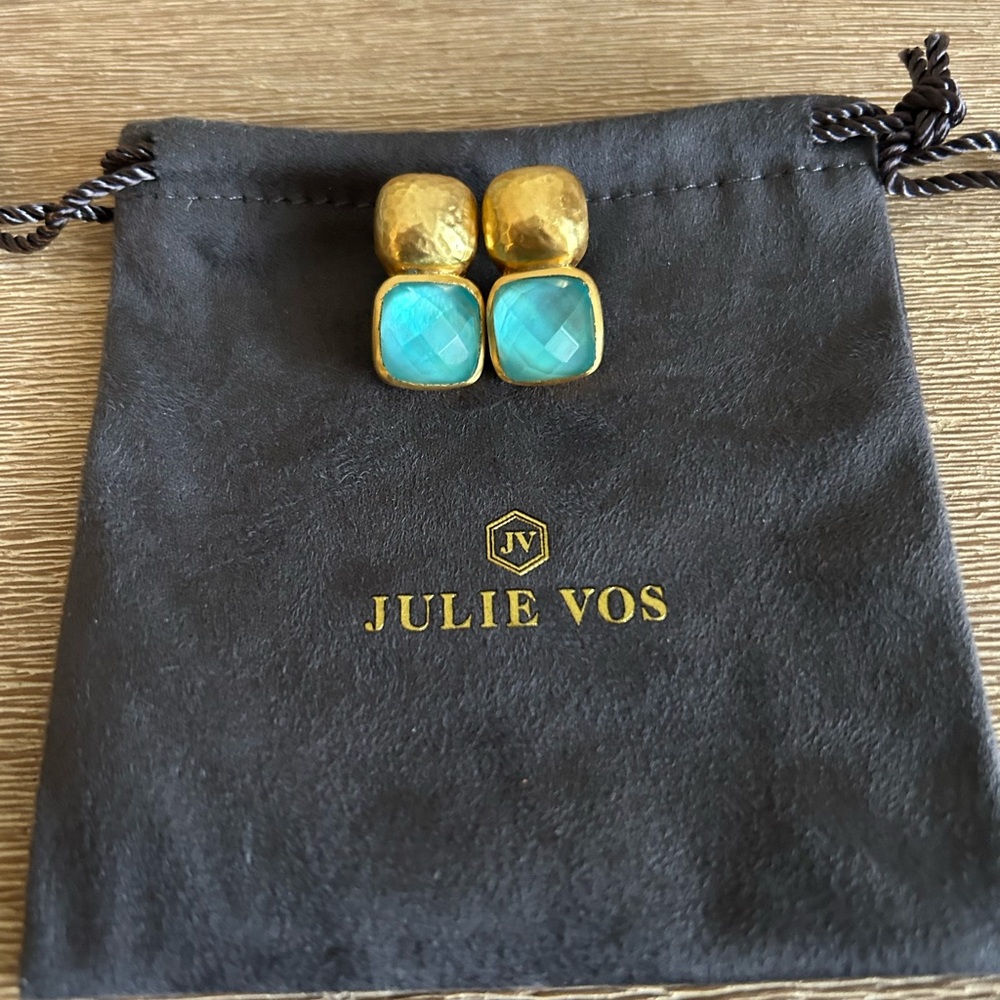 Julie Vos Gold and Blue Earrings